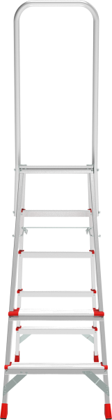 Стремянка профессиональная алюминиевая 5 ступеней площадка 350х260 мм дуга безопасности 800 мм NV3136 Новая высота 3136105