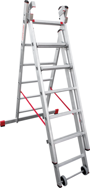 Лестница индустриальная алюминиевая трехсекционная 3x6 ступеней NV5230 Новая высота 5230306