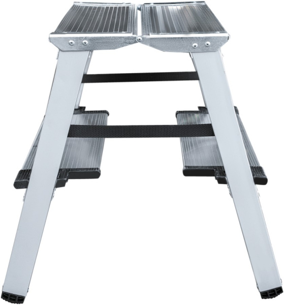 Стремянка алюминий-сталь 2x2 ступени 130 мм с площадкой 260 мм NV1147 Новая высота 1147202