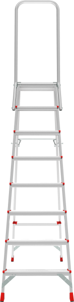 Стремянка профессиональная алюминиевая 8 ступеней площадка 350х260 мм дуга безопасности 800 мм NV3136 Новая высота 3136108