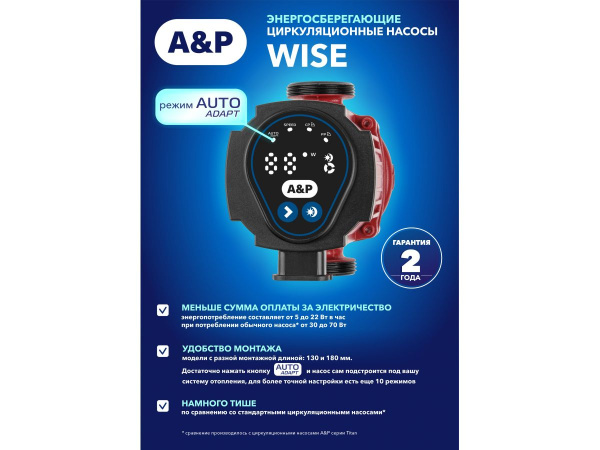 Насос циркуляционный WISE-25/40-130, A&P