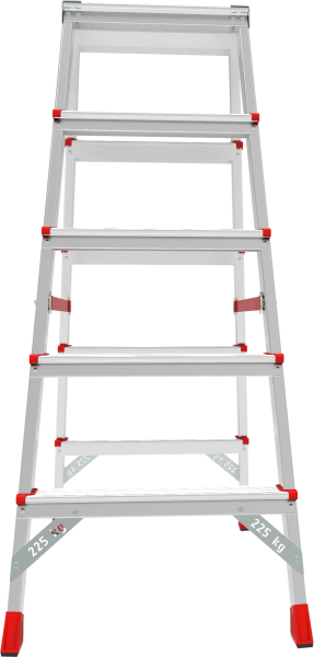 Стремянка профессиональная алюминиевая 2x5 ступеней двухсторонняя с площадкой 350х260 мм NV3121 Новая высота 3121205