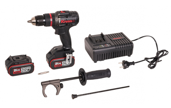 Дрель-шуруповерт аккумуляторная бесщеточная ударная Kress KUС35 20В 150Нм 4Ач х 2 ЗУ 6А кейс