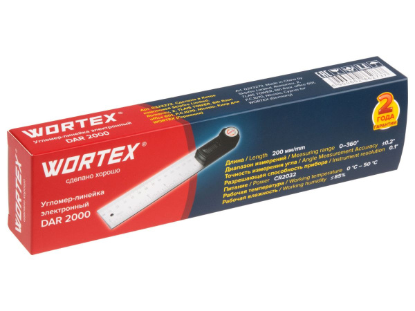 Угломер-линейка электронный WORTEX DAR 2000 в кор. 