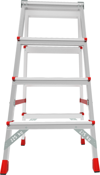 Стремянка профессиональная алюминиевая 2x4 ступени двухсторонняя с площадкой 350х260 мм NV3121 Новая высота 3121204