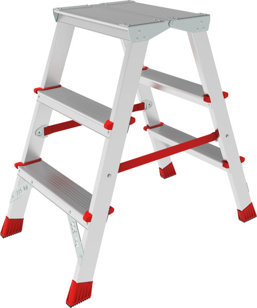 Стремянка профессиональная алюминиевая 2x3 ступени двухсторонняя с площадкой 350х260 мм NV3121 Новая высота 3121203