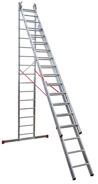 Лестница профессиональная алюминиевая 3х15 ступеней трёхсекционная NV3231 Новая высота 3231315