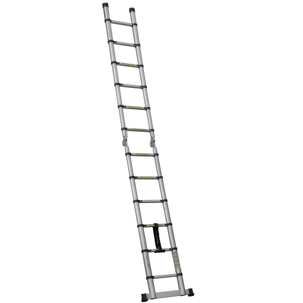 Лестница телескопическая 3,8/1,9 м двухсекционная алюминиевая 2x6 ступеней Новая Высота 2311206ТЛ