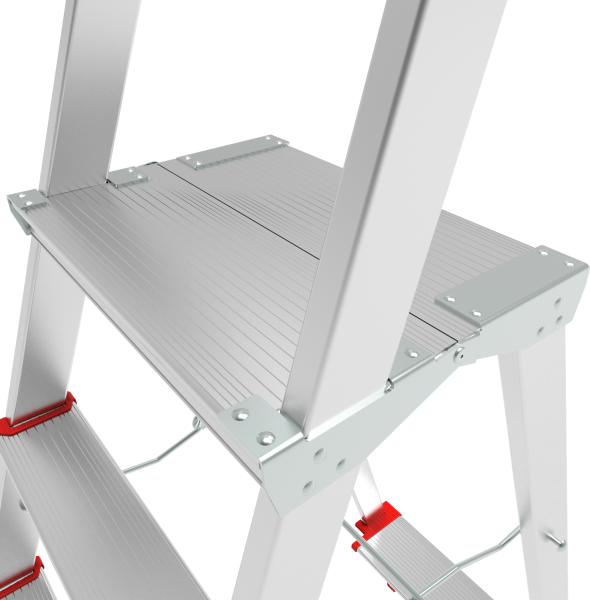 Стремянка профессиональная алюминиевая 3 ступени площадка 350х260 мм дуга безопасности 800 мм NV3136 Новая высота 3136103