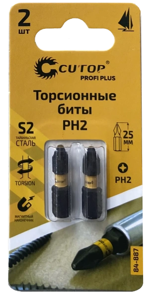 PH 2х25 мм Набор торсионных бит (2 шт.) Cutop Profi PLUS 84-887