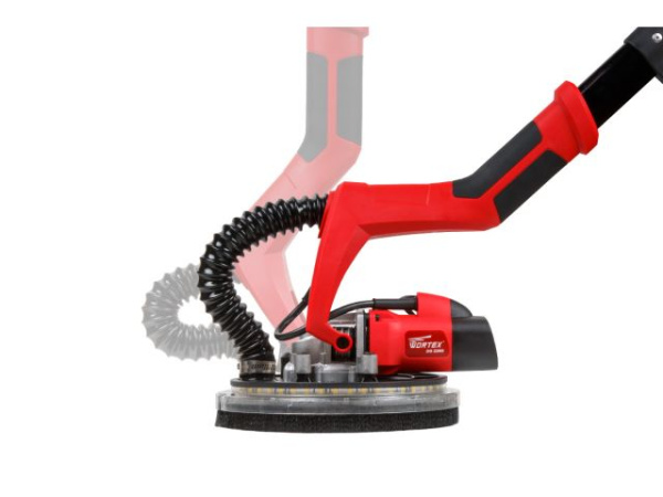 Шлифмашина для стен и потолков WORTEX DG 2260 в кор. со штангой (600 Вт, 600-1500 об/мин, 225 мм, регул. об., подсветка LED 360 гр., требуется подключ