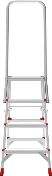 Стремянка профессиональная алюминиевая 4 ступени площадка 350х260 мм дуга безопасности 800 мм NV3136 Новая высота 3136104
