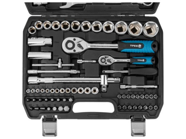 Набор головок и ключей 82пр. ТРЕК (1/4", 1/2", 6 граней)