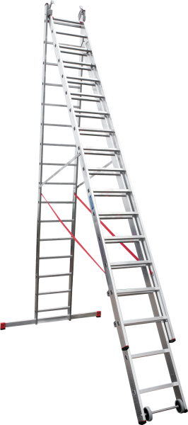 Лестница индустриальная алюминиевая трехсекционная 3x16 ступеней NV5230 Новая высота 5230316