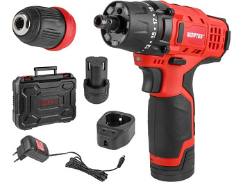 Аккумуляторный дрель-шуруповерт WORTEX BD 1215 LiSET в чем. 12 В, 30 Н*м, 2х1.5 А*ч, БЗП 10 мм 