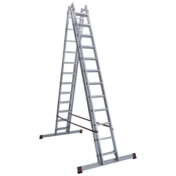 Стремянка алюминиевая 4x12 ступеней двухсторонняя с регулировкой высоты NV5183 Новая Высота 5183412