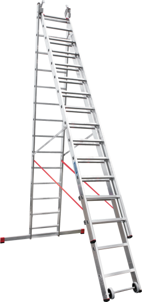 Лестница индустриальная алюминиевая трехсекционная 3x14 ступеней NV5230 Новая высота 5230314