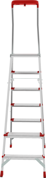 Стремянка профессиональная алюминиевая 6 ступеней с большой площадкой и органайзером NV3138 Новая высота 3138106