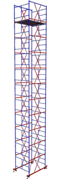 Вышка-тура ВСП стальная 1+10 высота до помоста 12,2 м площадка 1,2x2 м