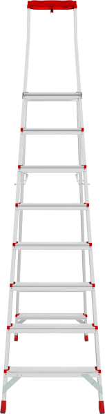 Стремянка односторонняя алюминиевая 8 ступеней профессиональная площадка 350х260 мм органайзер NV 3135 Новая Высота 3135108