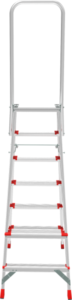 Стремянка профессиональная алюминиевая 6 ступеней 130мм площадка 350х260мм дуга безопасности 800мм Новая высота 3139106