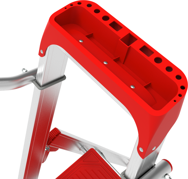 Стремянка индустриальная алюминиевая 3 развальцованные ступени органайзер NV5115 Новая высота 5115103