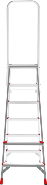 Стремянка профессиональная алюминиевая 6 ступеней площадка 350х260 мм дуга безопасности 800 мм NV3136 Новая высота 3136106