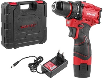 Аккумуляторный дрель-шуруповерт WORTEX LX BD 1215-1 Li 12В, 30 Нм, 1.5 Ач акб, патрон 10 мм, бесщёт. 