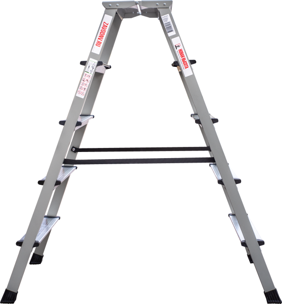 Стремянка алюминий-сталь двухсторонняя 2x5 ступеней с площадкой 260 мм NV2140 Новая высота 2140205