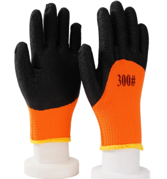 Перчатки полиэстр черный облив синие 13 нитей L-XL (9-10)