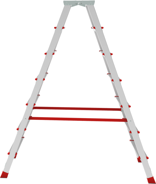 Стремянка профессиональная алюминиевая 2x7 ступеней двухсторонняя с площадкой 350х260 мм NV3121 Новая высота 3121207