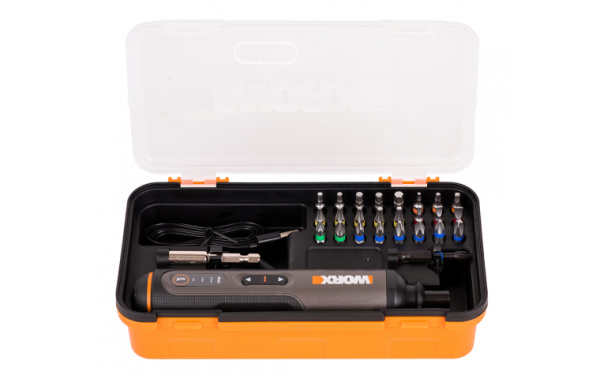 Аккумуляторная отвертка WORX WX240 4В 5 Нм 15 А*ч набор оснастки