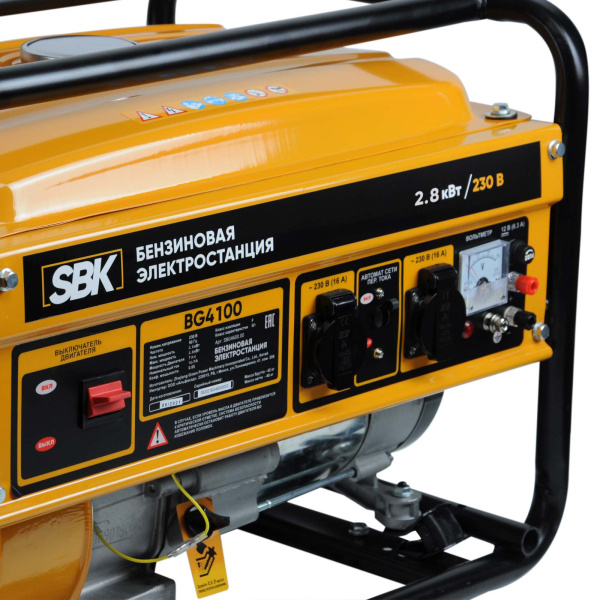 Электростанция SBK BG4100 (2.8кВт, 2х230В/16А/2.5кВт, 12В, бак 15.0л)
