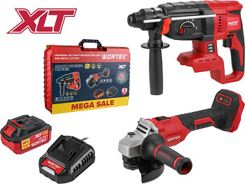 Набор Аккумуляторный инструмента WORTEX перфоратор + ушм в чем. ALL1 XLT SET СКИДКА -24% 