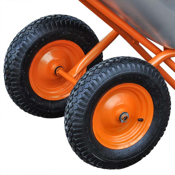 Тачка строительная BRADO 2x130 expert PRO  (до 130 л, до 350 кг, 2x4.00-8, пневмо, ось 20*80)