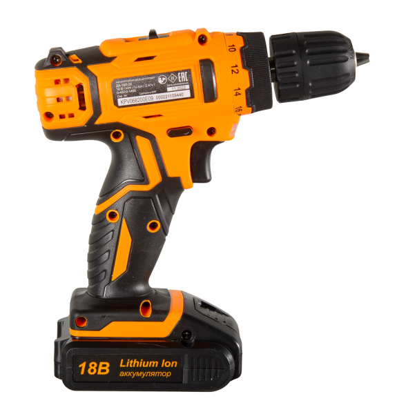 Дрель-шуруповерт аккумуляторная ДА-18Л-2К/Б (2,0 А/ч) (бесщеточный двигатель) Вихрь