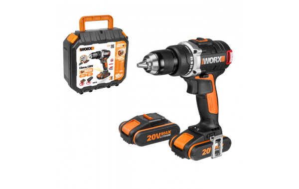 Аккумуляторный шуруповерт WORX BL WX175, 20В, бесщеточный,  2Ач х 2, кейс