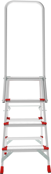 Стремянка профессиональная алюминиевая 4 ступени 130мм площадка 350х260мм дуга безопасности 800мм Новая высота 3139104