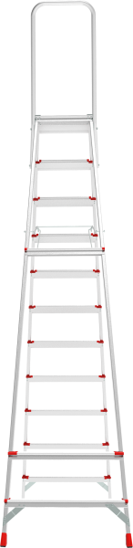 Стремянка профессиональная алюминиевая 11 ступеней 130мм площадка 350х260мм дуга безопасности 800мм Новая высота 3139111