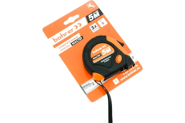 5м х 19мм рулетка 3 фикс., обрезин. корпус Мастер Bohrer 41020519