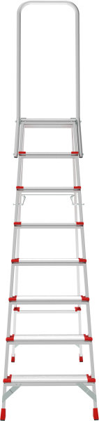 Стремянка профессиональная алюминиевая 8 ступеней 130мм площадка 350х260мм дуга безопасности 800мм Новая высота 3139108