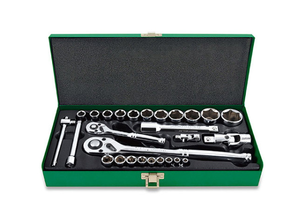 Набор головок 1/4" 1/2" 27предм. 6гр. метал.кейс TOPTUL