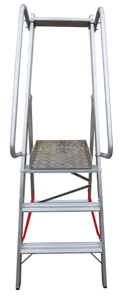 Стремянка алюминиевая 3 развальцованных ступеней 80 мм площадка 400х400 мм NV5170 Новая высота 5170103