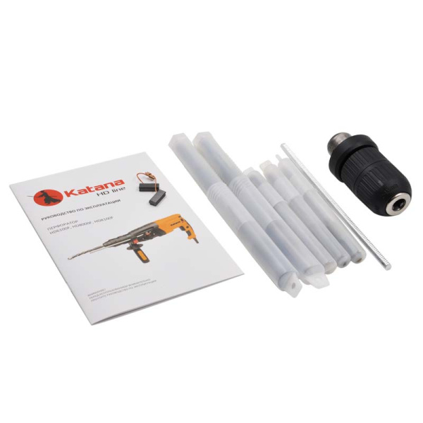 Перфоратор KATANA HD6100F в чем. (2 зуб,3 сверла, 950 Вт, 3.3 Дж, 3 реж,SDS-plus,быстр. БЗП в компл)