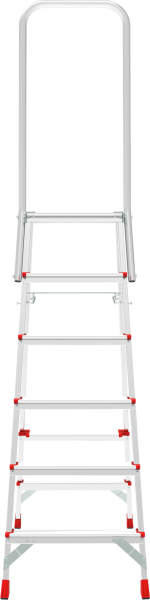 Стремянка профессиональная алюминиевая 6 ступеней площадка 350х260 мм дуга безопасности 800 мм NV3136 Новая высота 3136106