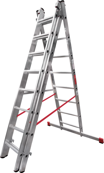 Лестница профессиональная алюминиевая трёхсекционная 3х8 ступеней NV3230 Новая высота 3230308