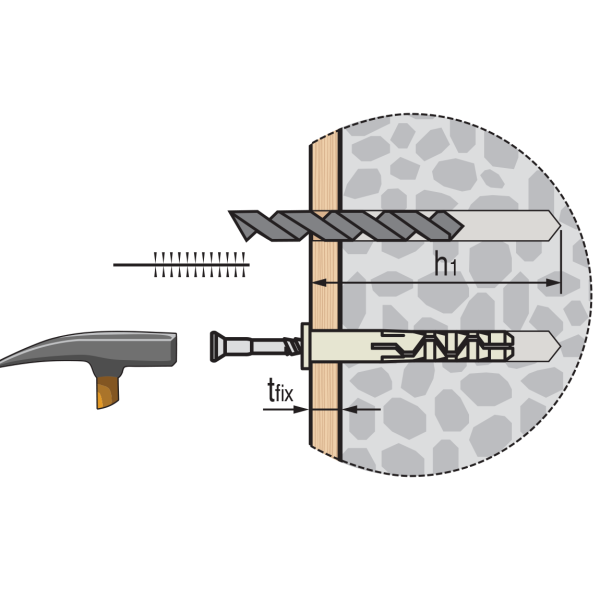 6x40 мм Дюбель-гвоздь потай НЕЙЛОН PDG UK Евростандарт /аналог Sormat LYT/