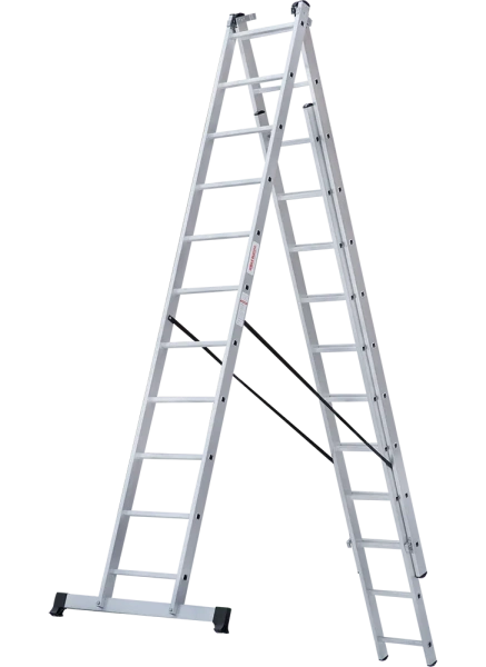 Лестница алюминиевая трехсекционная 3x11 ступеней NV123 Новая высота 1230311