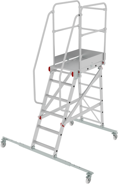 Индустриальная передвижная лестница-подмости 6 ступеней с платформой и ограждением NV5510 Новая высота 5510106
