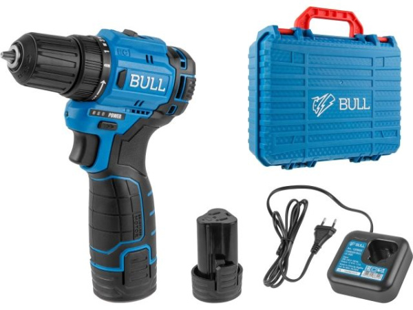Аккумуляторный дрель-шуруповерт BULL SR 1203 в чем. БЕСЩЕТ., 12 В, 37 Н*м, 2*2 А*ч акб, БЗП 10 мм 